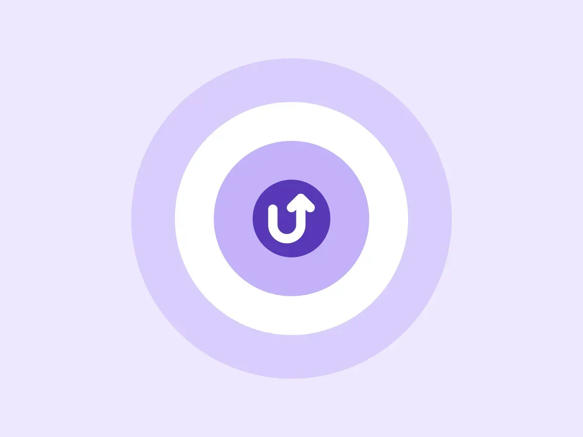 A target of lavender rings with the Upperkai arrow at its purple centre